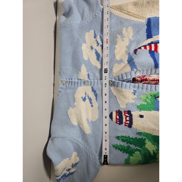 Vintage David Brooks Women's XL Lighthouse American Flag Knit Sweater Nautical - Picture 5 of 10